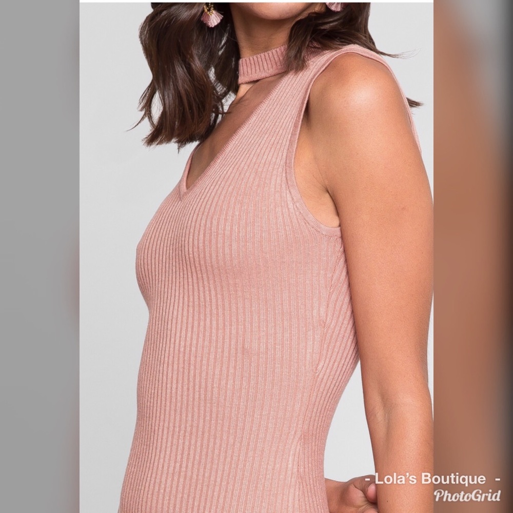 Light Pink Bodycon Ribbed Dress - Picture 5 of 5